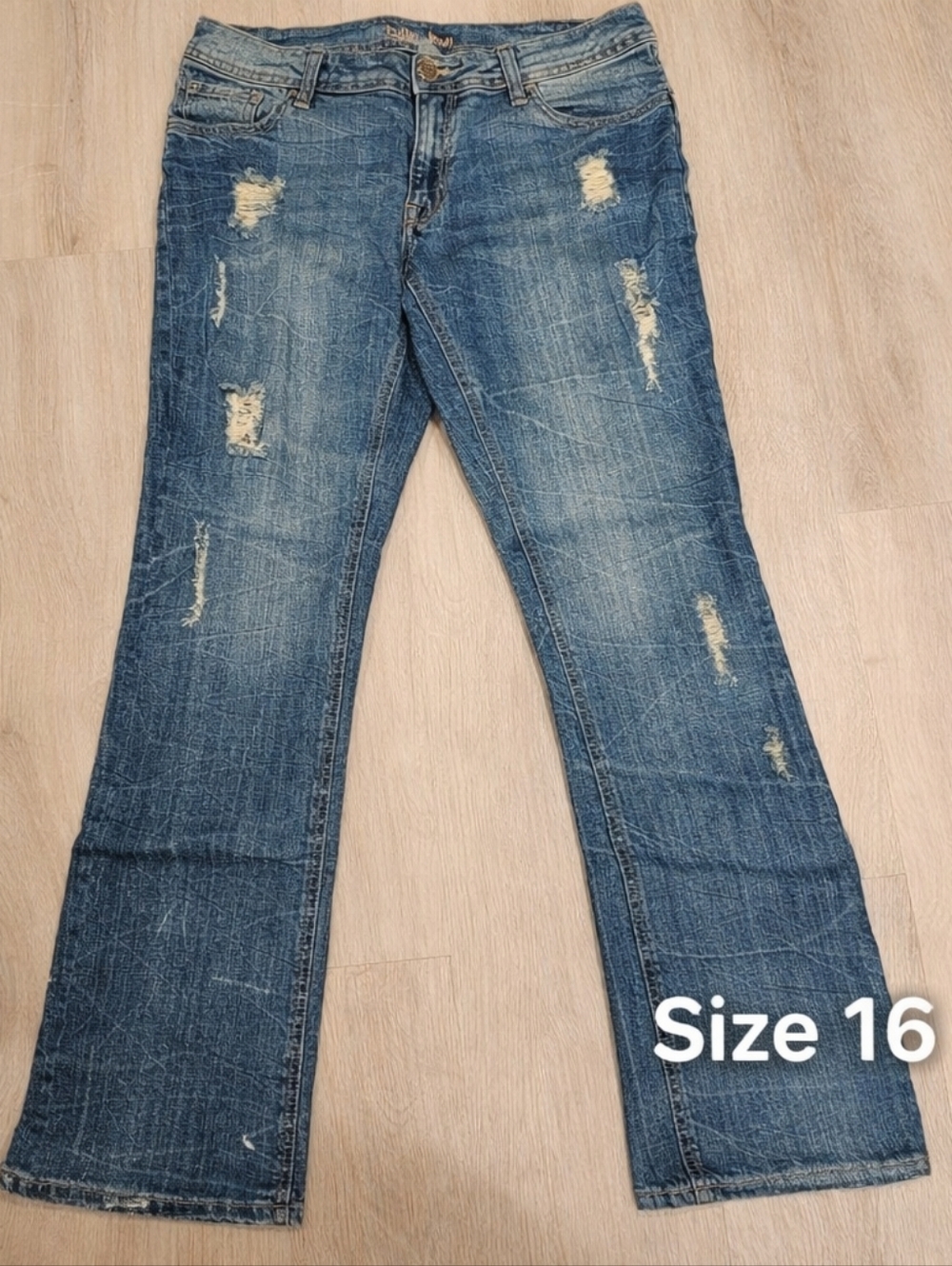 Suko Jeans Distressed Bootcut Jeans Womens 16 Y2K Rhinestone Button